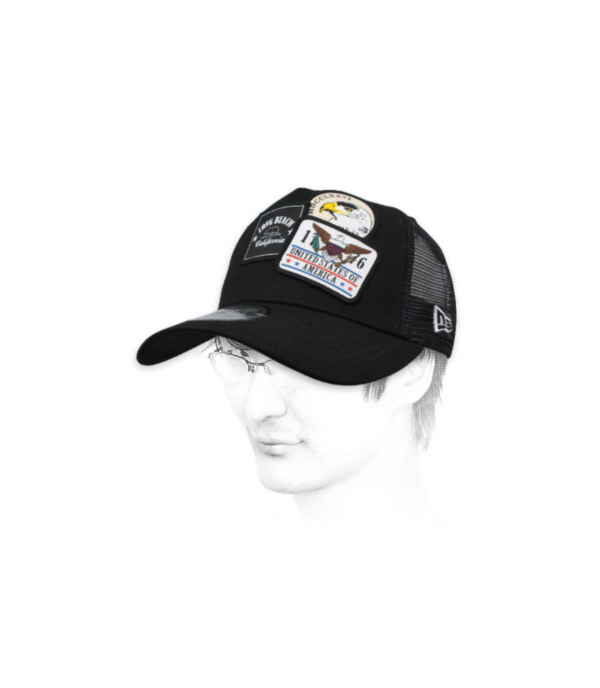 trucker Patch USA schwarz Trucker Overlapping patch black